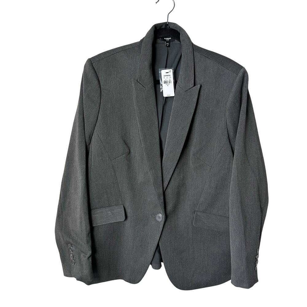 Express Editor Chic Fitted One-Button Blazer Heat… - image 2